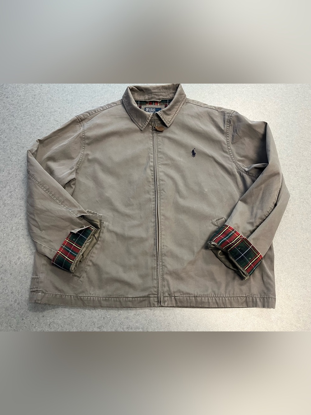 Polo by Ralph Lauren Taupe Zip-Front Harrington Jacket—XXL